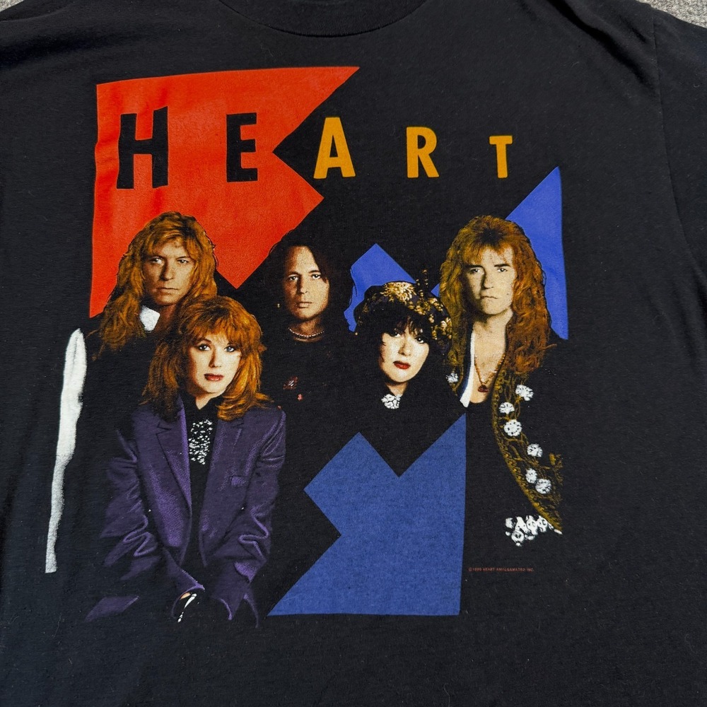Vtg 1990 Heart Brigade Tour Shirt Anvil Value T Large L Band Concert Rock 50/50 - Picture 2 of 9